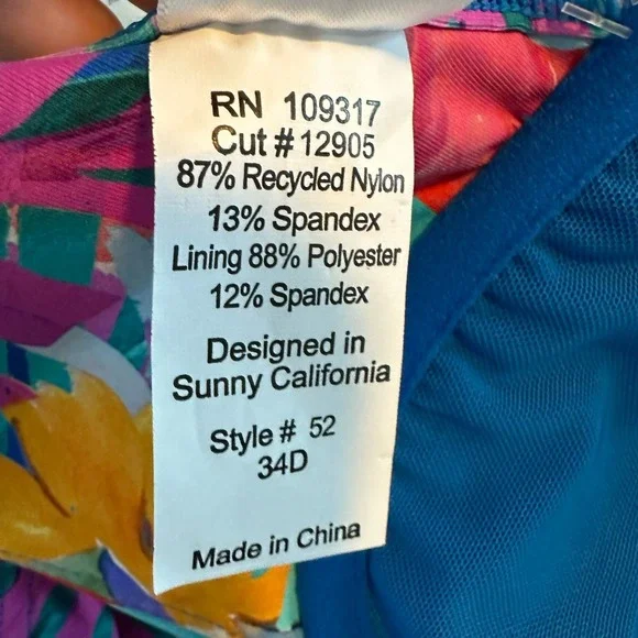 Sunsets Alegria Crossroads Underwire Bikini Top Swimsuit Sz 34D / 36C NWT Floral - Picture 9 of 12